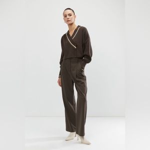 OAK + FORT Varsity Cardigan colour Brown